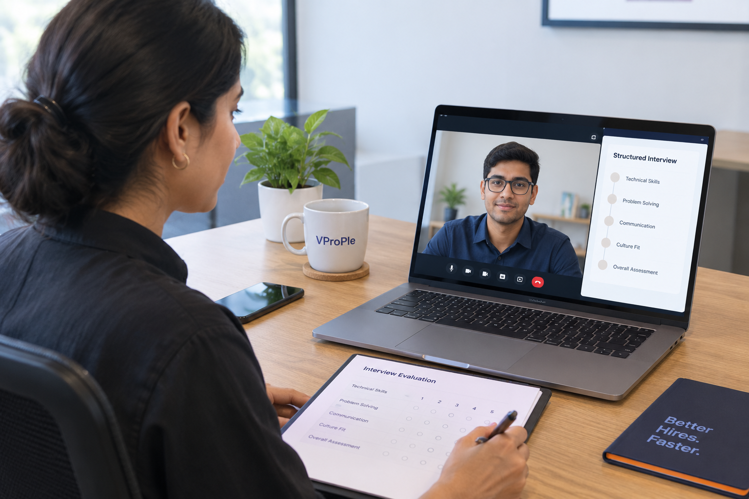 Internal team member conducting a structured interview